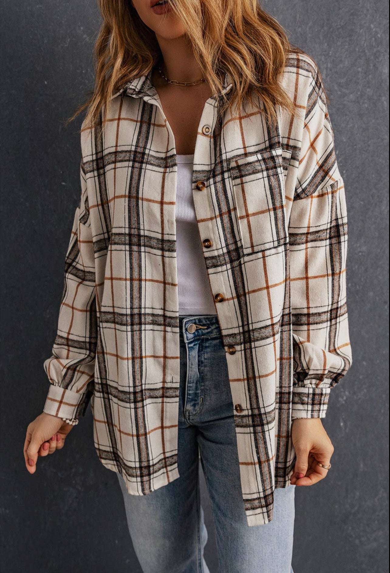 Oversized Plaid pattern Shacket