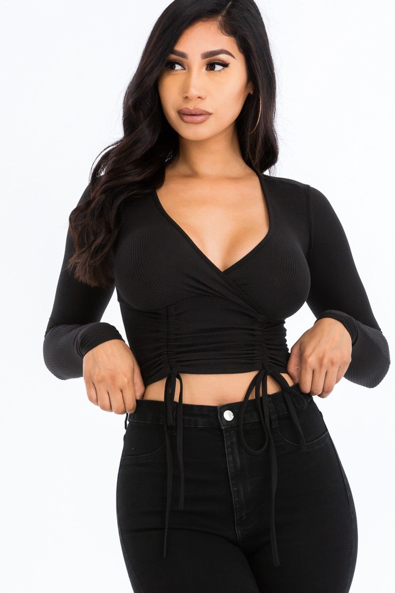 Black Drawstring long sleeve