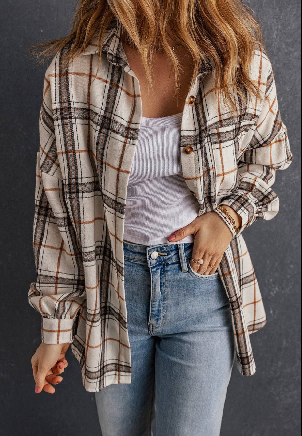 Oversized Plaid pattern Shacket