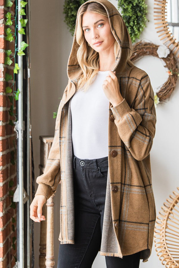 Plaid shacket with pockets