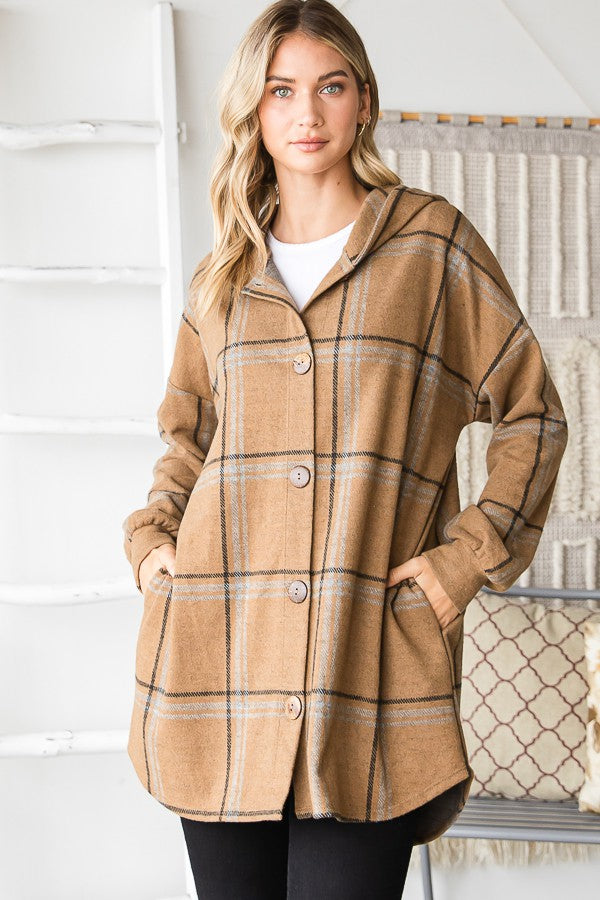 Plaid shacket with pockets