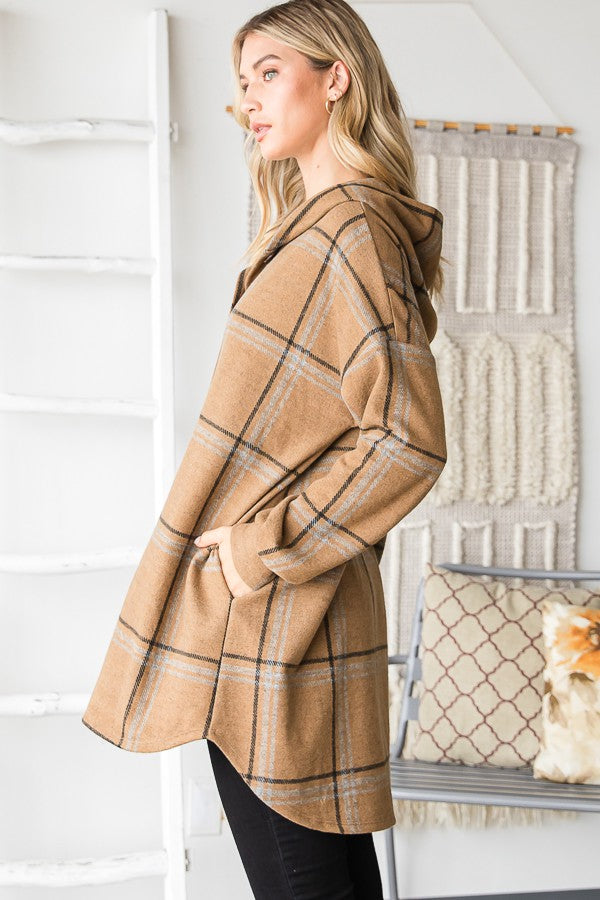 Plaid shacket with pockets
