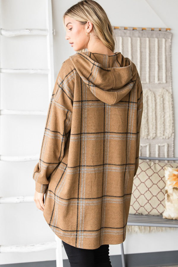 Plaid shacket with pockets
