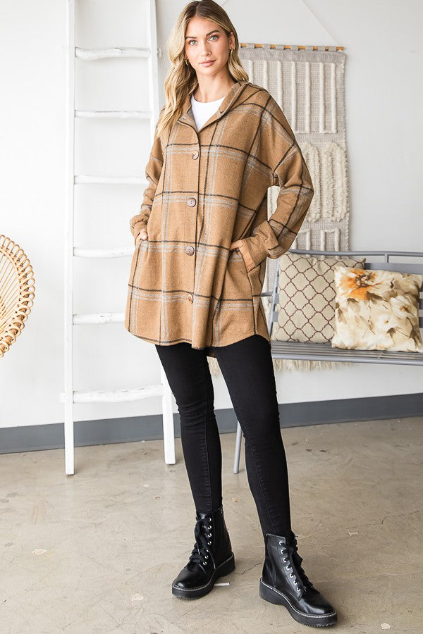 Plaid shacket with pockets