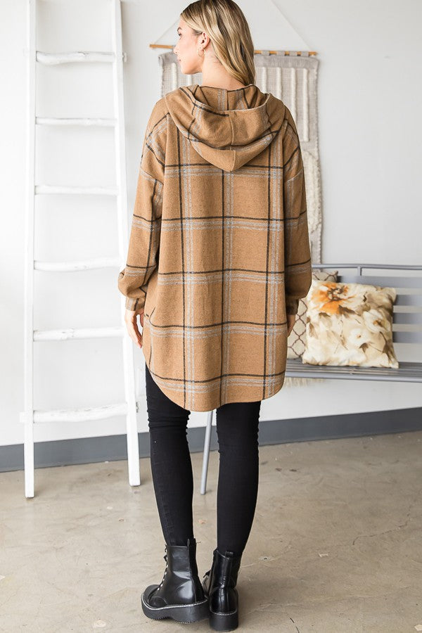 Plaid shacket with pockets