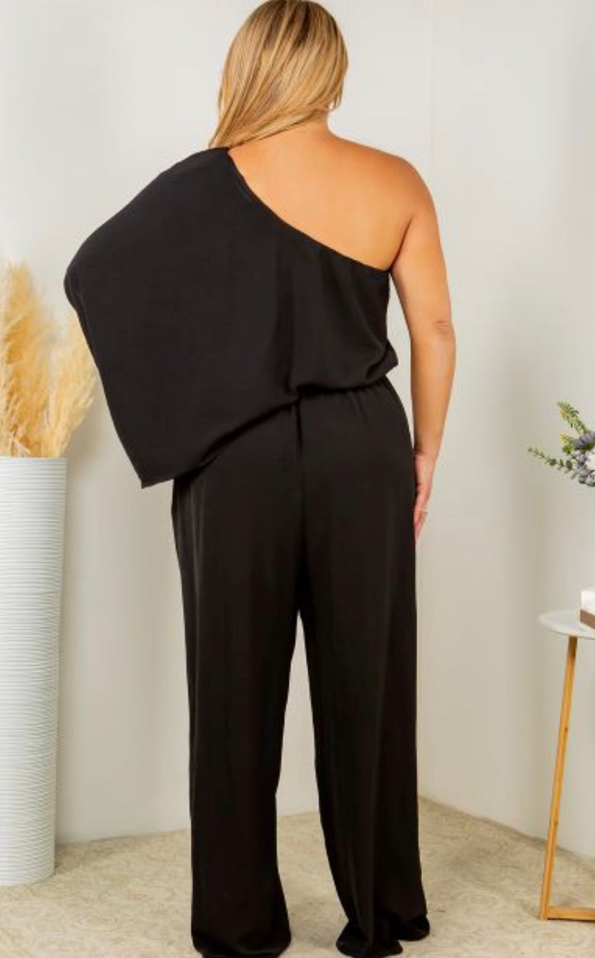 One sleeve plus-size romper