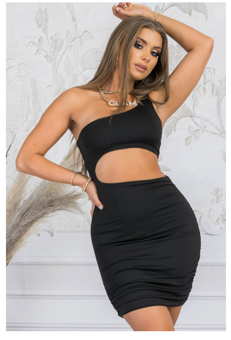 Scrunched body hugging mini dress