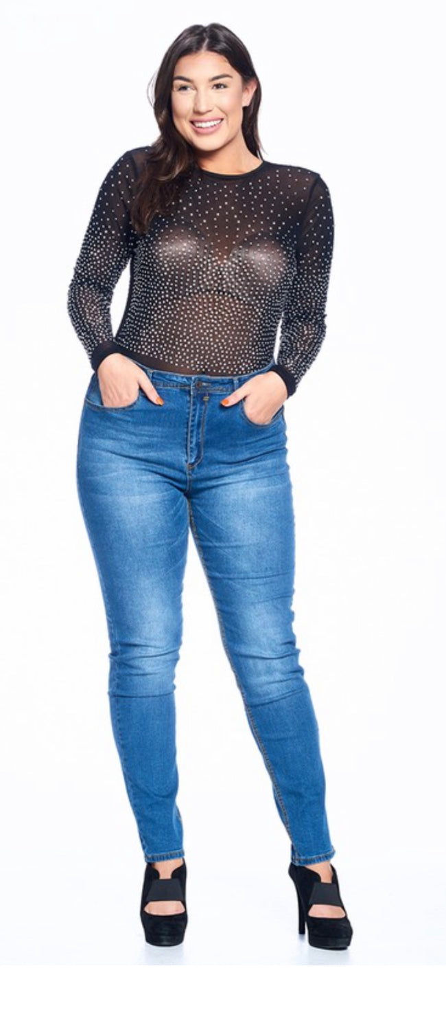 Rhinestones Embellished Bodysuit