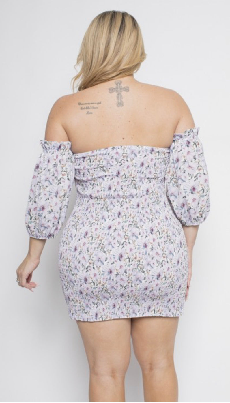 Ruched Floral Dress
