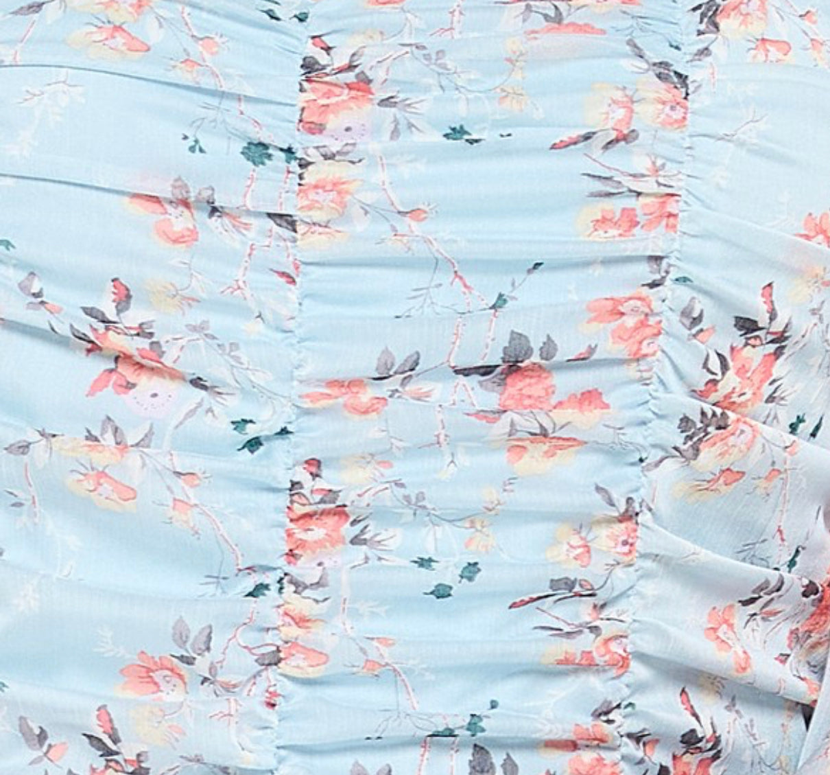 Ruched blue multi floral top