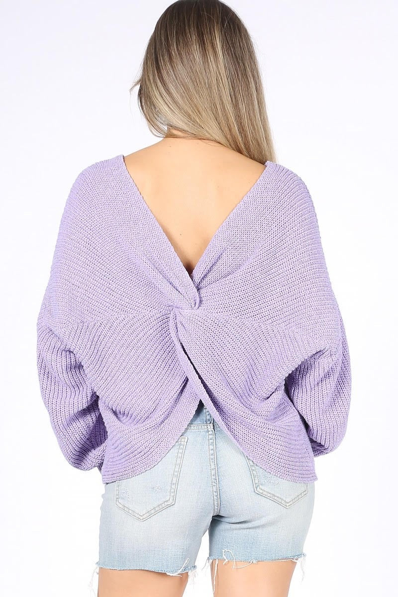 Lilac back knott sweater